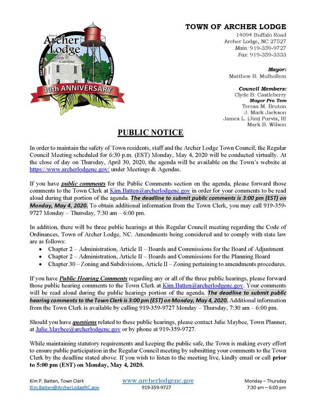 PUBLIC NOTICE - COVID 19 - VIRTUAL REGULAR COUNCIL MEETING - MONDAY MAY 4 2020.jpg